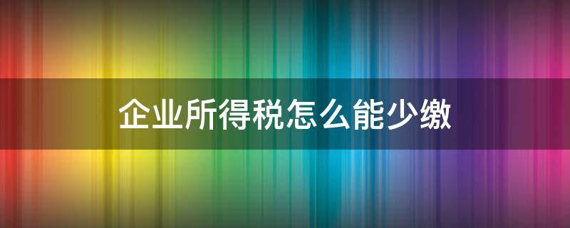 企业所得税怎么能少缴（公司如何少缴税）