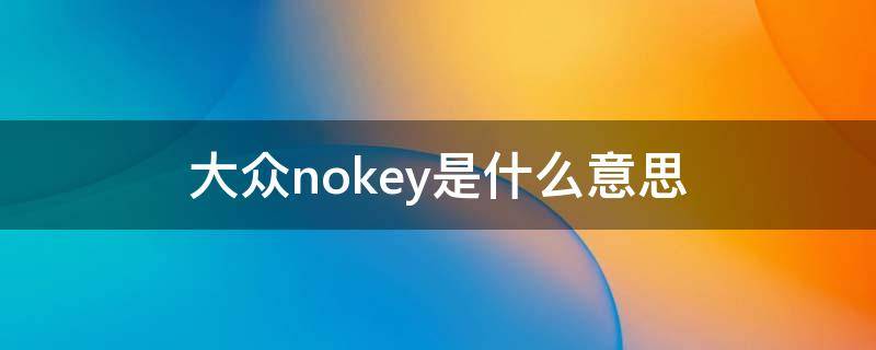 大众nokey是什么意思（大众NOKEY）