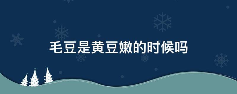 毛豆是黄豆嫩的时候吗（毛豆成熟后就成了黄豆吗）