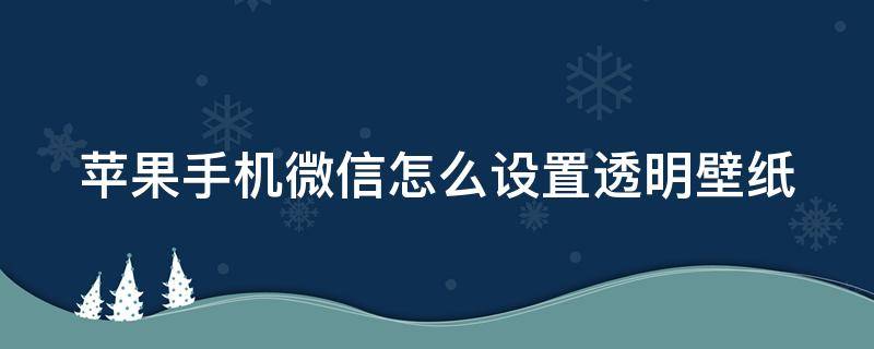 苹果手机微信怎么设置透明壁纸 苹果手机微信怎么设置透明壁纸主题