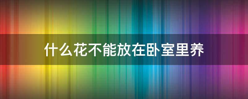 什么花不能放在卧室里养 哪些花不适合放在卧室里养