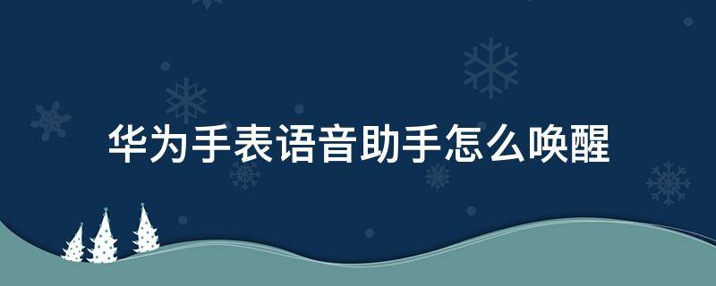 华为手表语音助手怎么唤醒（华为手表如何唤醒语音）
