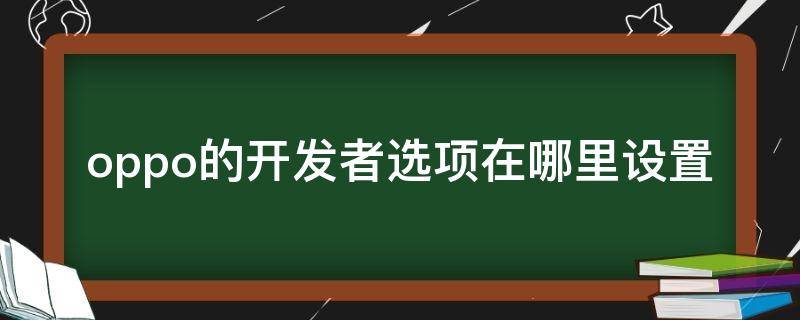 oppo的开发者选项在哪里设置（oppo开发者选项怎么设置）