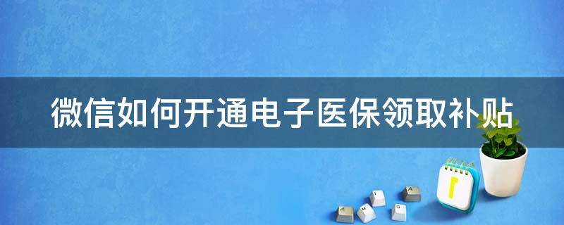 微信如何开通电子医保领取补贴（微信电子医保卡怎么领取福利）