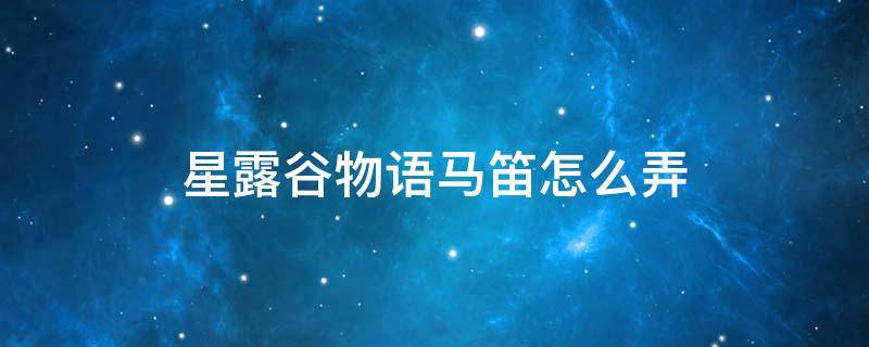 星露谷物语马笛怎么弄（星露谷物语马笛子）