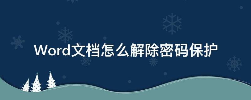 Word文档怎么解除密码保护 word文件如何解除密码保护