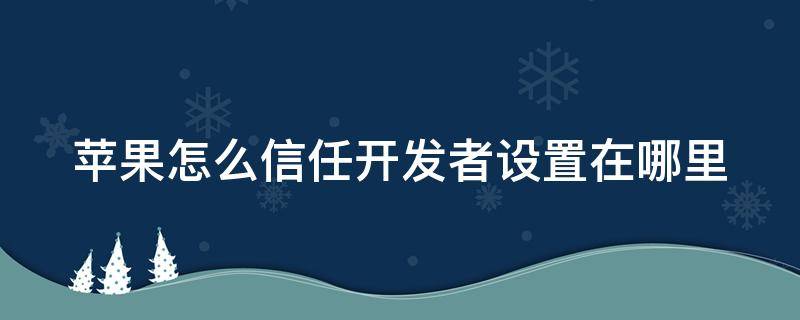 苹果怎么信任开发者设置在哪里（苹果手机怎样信任开发者）