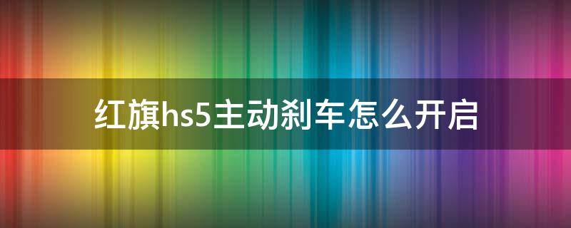 红旗hs5主动刹车怎么开启（红旗hs5的主动刹车功能开关在哪里）