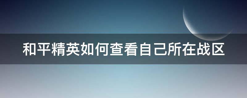 和平精英如何查看自己所在战区 和平精英如何查看自己所在战区位置