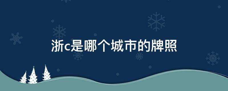 浙c是哪个城市的牌照（浙c是什么地方的车牌）