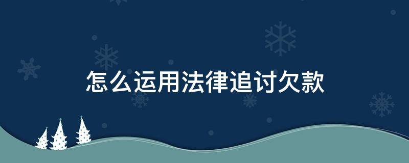 怎么运用法律追讨欠款（追讨欠债的法律程序）