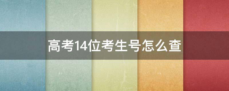 高考14位考生号怎么查 14位考生号在哪查