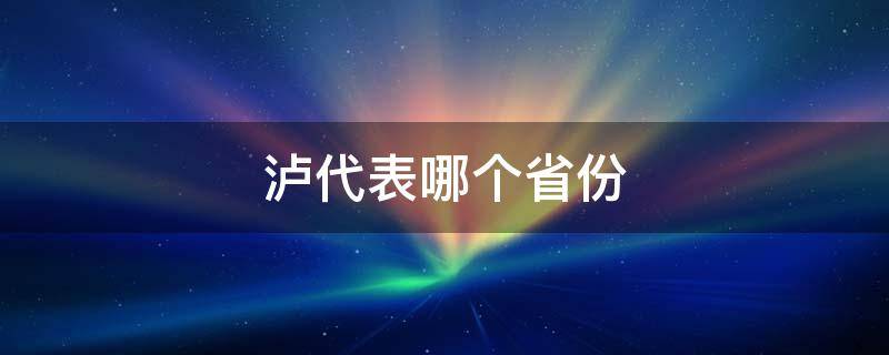 泸代表哪个省份 泸表示哪个省