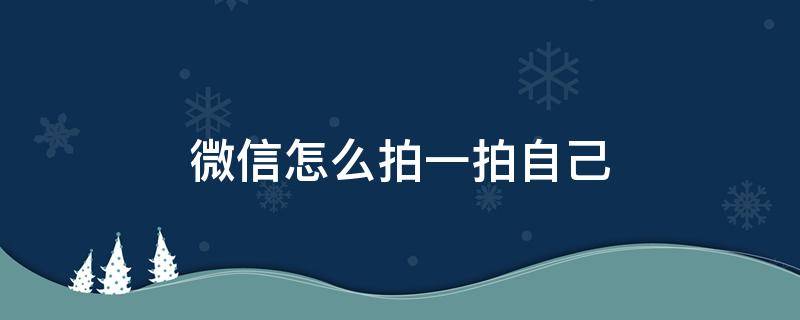 微信怎么拍一拍自己（微信怎么拍一拍自己的钱包）