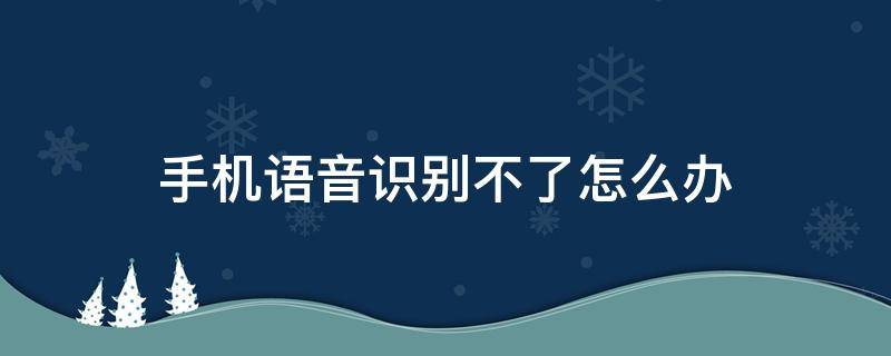 手机语音识别不了怎么办 手机语音识别不出来怎么办