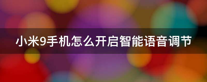 小米9手机怎么开启智能语音调节 小米9能不能语音唤醒