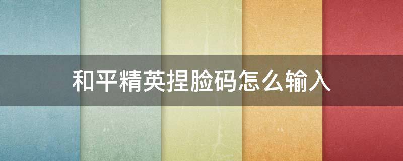 和平精英捏脸码怎么输入（和平精英捏脸码怎么输入都不对是怎么回事）