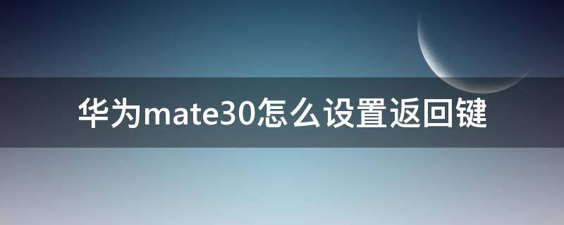 华为mate30怎么设置返回键（华为mate30怎么设置返回键在下面）