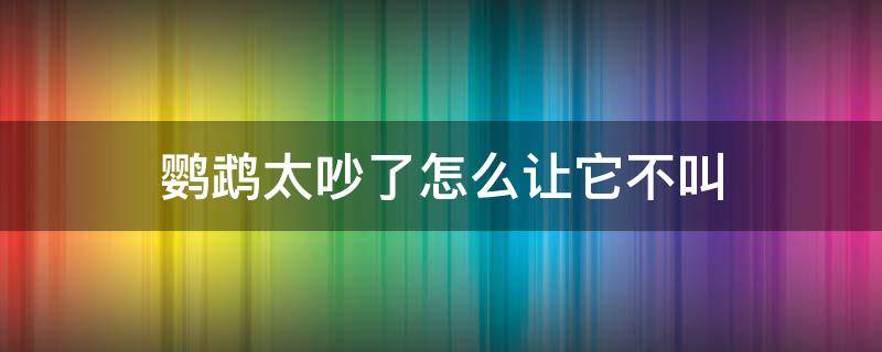 鹦鹉太吵了怎么让它不叫（鹦鹉乱叫特吵怎么办）