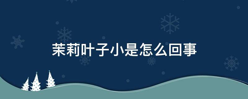 茉莉叶子小是怎么回事 茉莉叶子很小