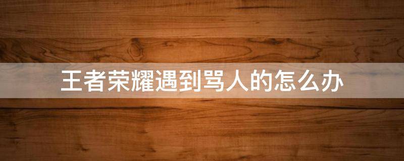 王者荣耀遇到骂人的怎么办 打王者荣耀遇到骂人的怎么办