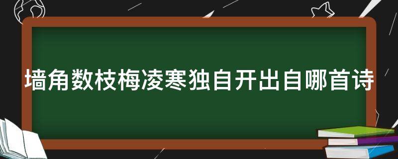 墙角数枝梅凌寒独自开出自哪首诗（墙角数枝梅 凌寒独自开是什么诗）