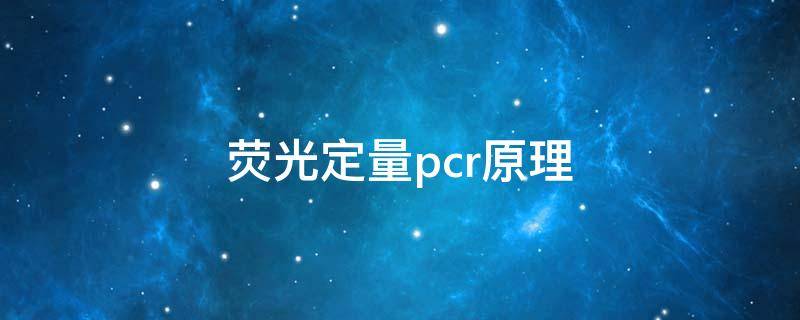 荧光定量pcr原理 探针法荧光定量pcr原理