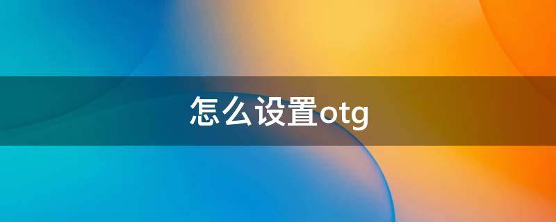 怎么设置otg（怎么设置otosuite软件）