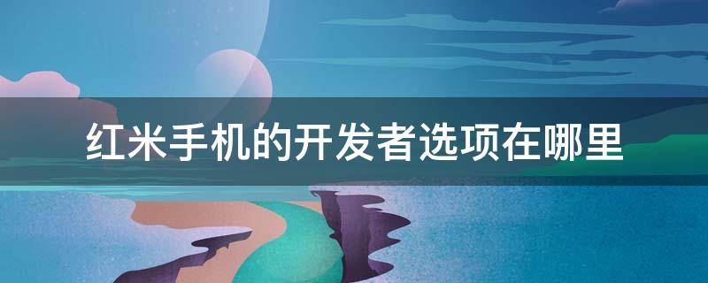 红米手机的开发者选项在哪里 红米手机怎么开发者选项