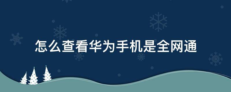 怎么查看华为手机是全网通 华为手机如何查看是不是全网通手机