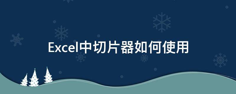 Excel中切片器如何使用（excel切片器使用技巧）