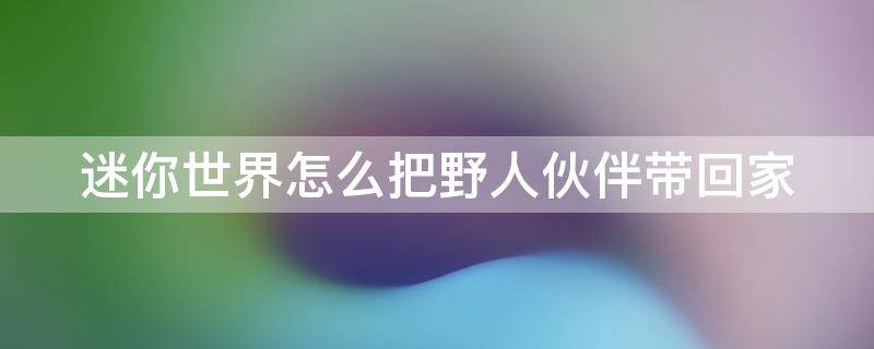 迷你世界怎么把野人伙伴带回家（迷你世界怎么把野人伙伴带走）