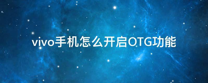 vivo手机怎么开启OTG功能 vivo手机怎样开启OTG