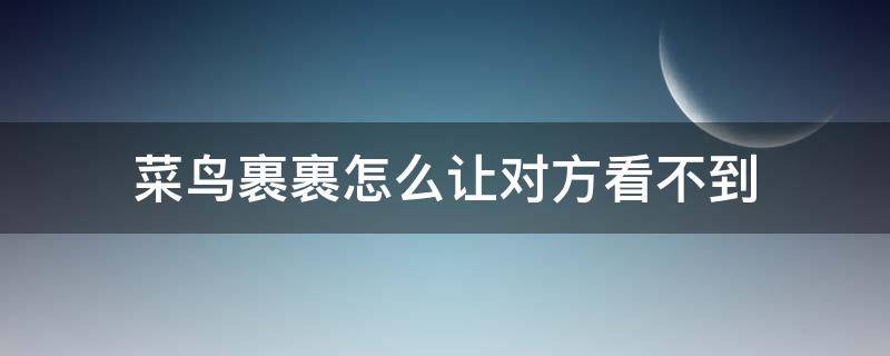 菜鸟裹裹怎么让对方看不到（菜鸟裹裹怎么让对方看不到给他买的东西）