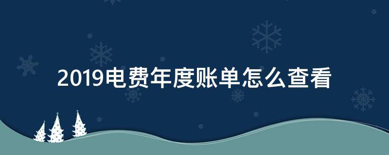 2019电费年度账单怎么查看（查询电费清单）