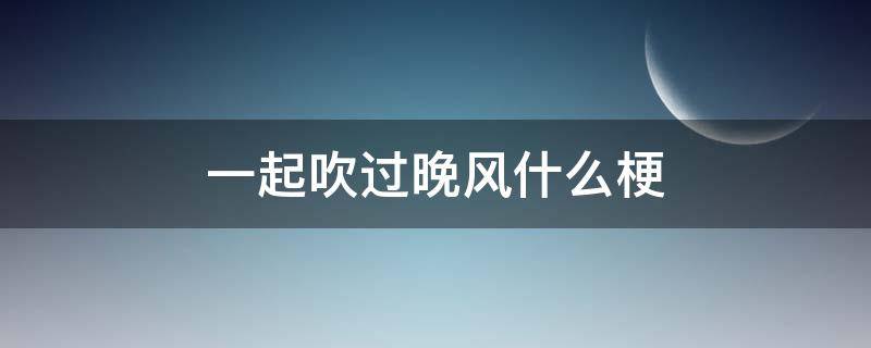 一起吹过晚风什么梗（和我一起吹晚风吧是什么意思）