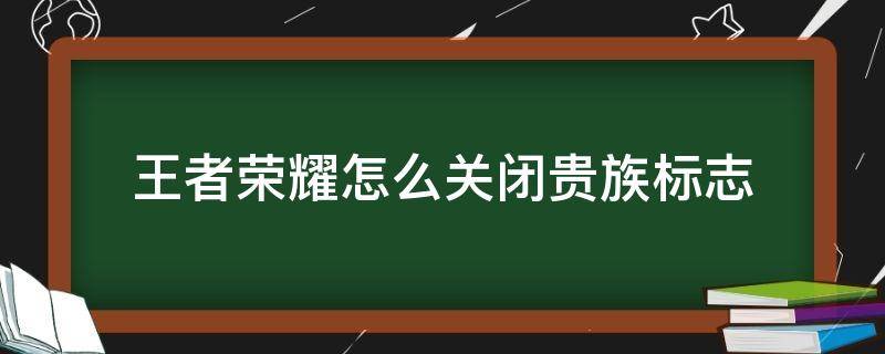 王者荣耀怎么关闭贵族标志 王者荣耀怎么关闭贵族标志?