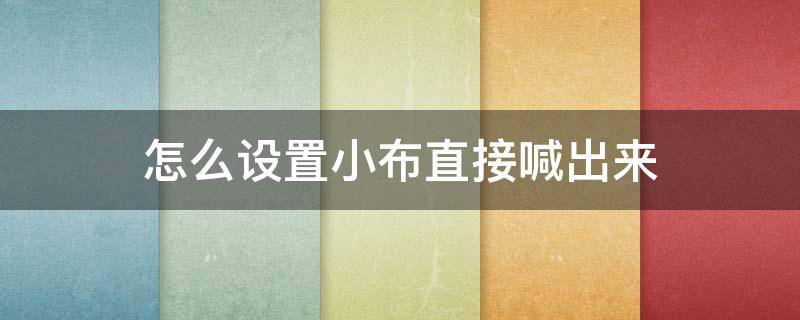 怎么设置小布直接喊出来 怎样设置一喊小布就出来