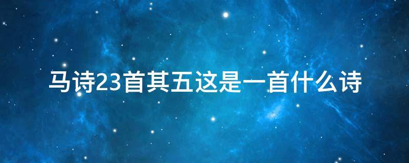 马诗23首其五这是一首什么诗 马诗23首其五这是一首什么诗?