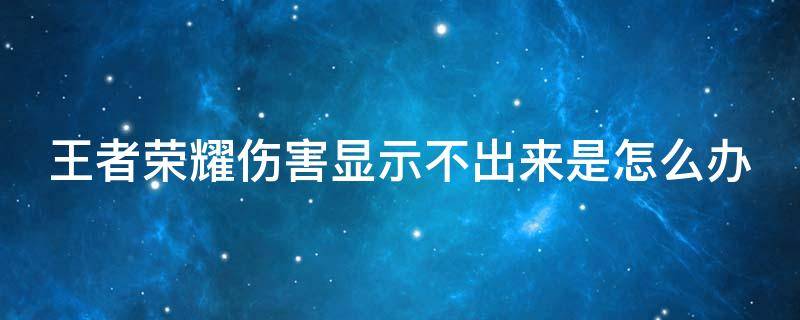 王者荣耀伤害显示不出来是怎么办（王者荣耀伤害显示不出来是怎么办呢）