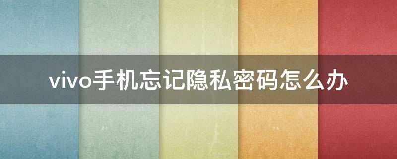 vivo手机忘记隐私密码怎么办（vivo手机忘记隐私密码和答案怎么办）