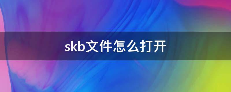 skb文件怎么打开 su的skb文件怎么打开