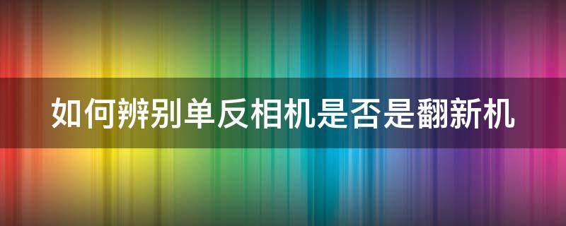 如何辨别单反相机是否是翻新机（如何辨别单反相机是否是翻新机呢）