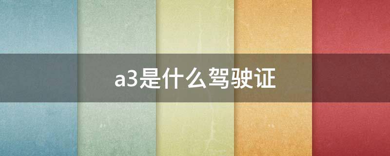 a3是什么驾驶证（a3属于什么驾驶证）