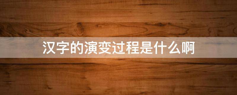 汉字的演变过程是什么啊（汉字的演变过程分别是什么）