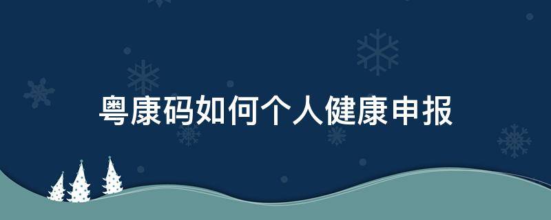 粤康码如何个人健康申报（粤康码怎么进行个人健康申报）