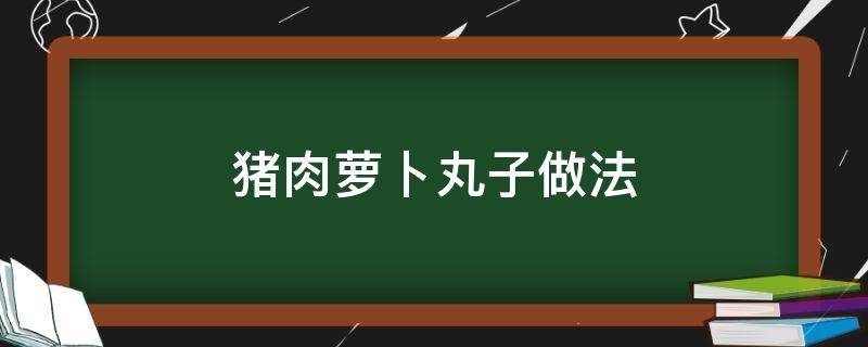 猪肉萝卜丸子做法（猪肉萝卜丸子的做法）