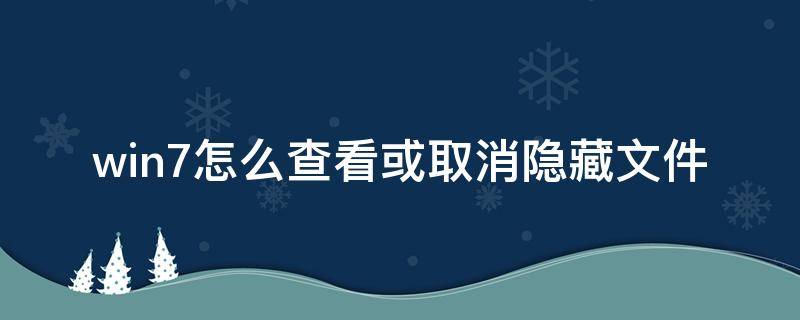 win7怎么查看或取消隐藏文件 windows7系统如何取消隐藏文件