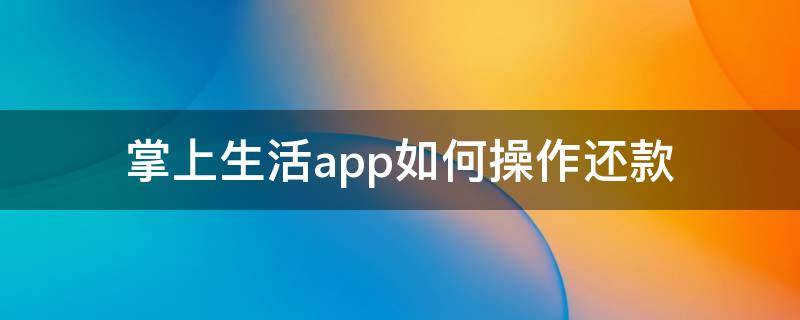 掌上生活app如何操作还款（掌上生活可以还款吗）