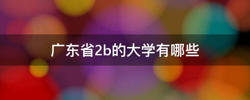 广东省2b的大学有哪些（广东2b本科院校）